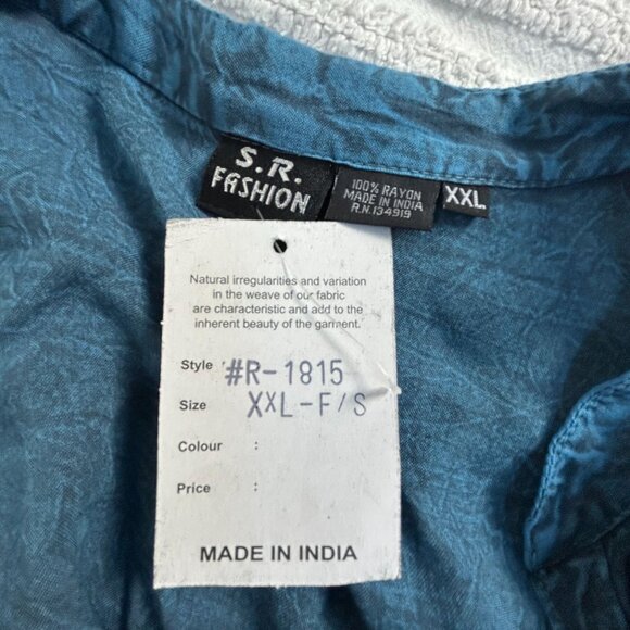 S.R. Fashion Womens Button Down Bell Sleeved Lace Inset Tunic Top XXL Blue New - Picture 3 of 7